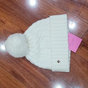 NWT WOMEN'S KATE SPADE CABLE KNIT BEANIE HAT with POM.